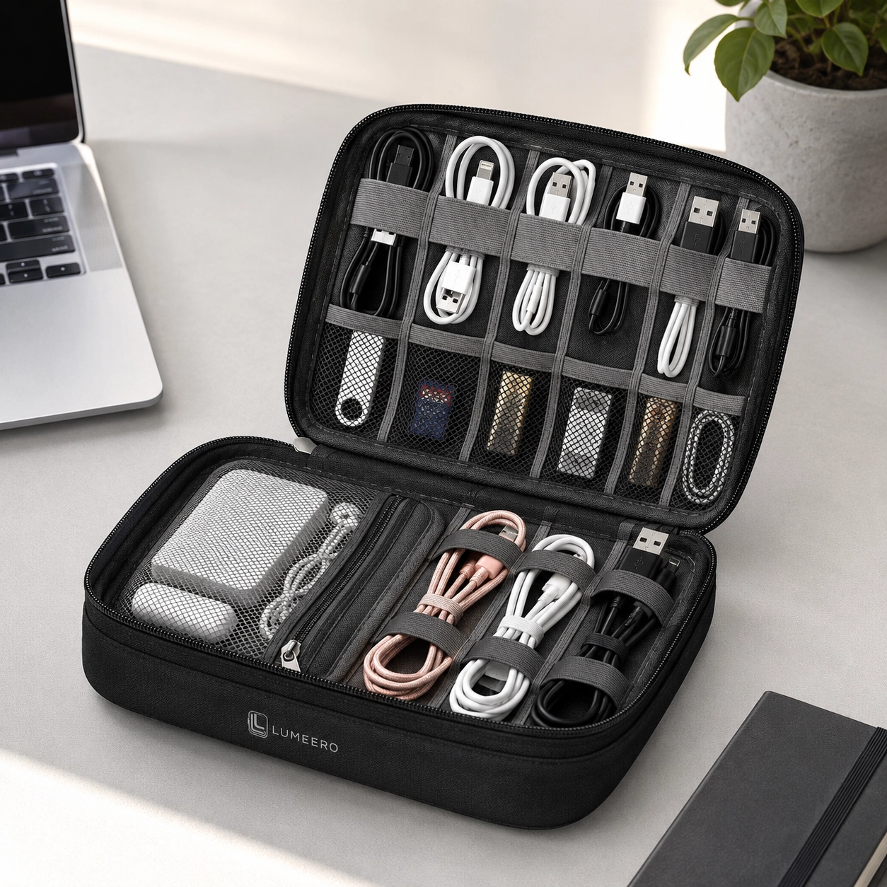 Lumeero | Compact Black Cable & Gadget Travel Case - Image 2