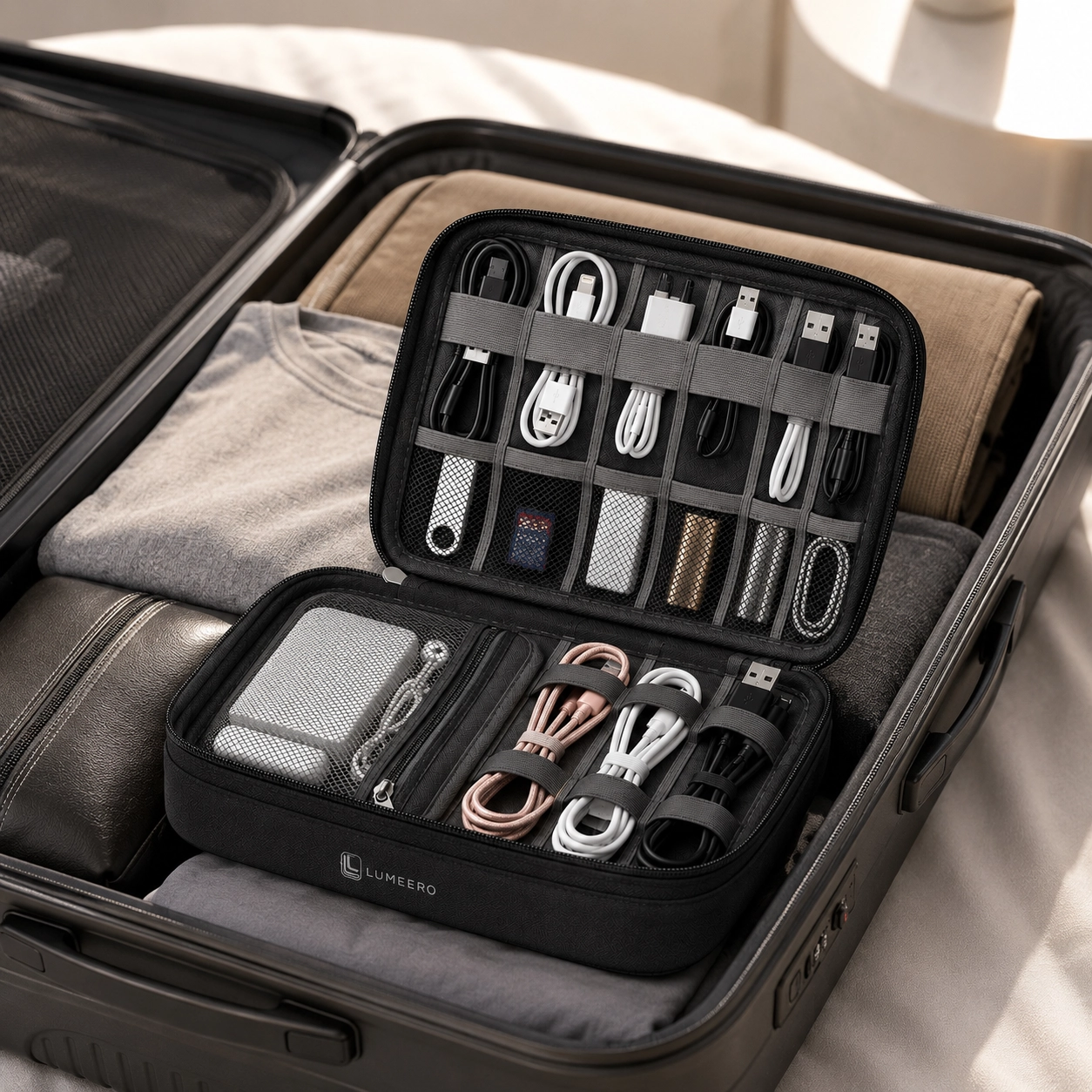 Lumeero | Compact Black Cable & Gadget Travel Case - Image 4