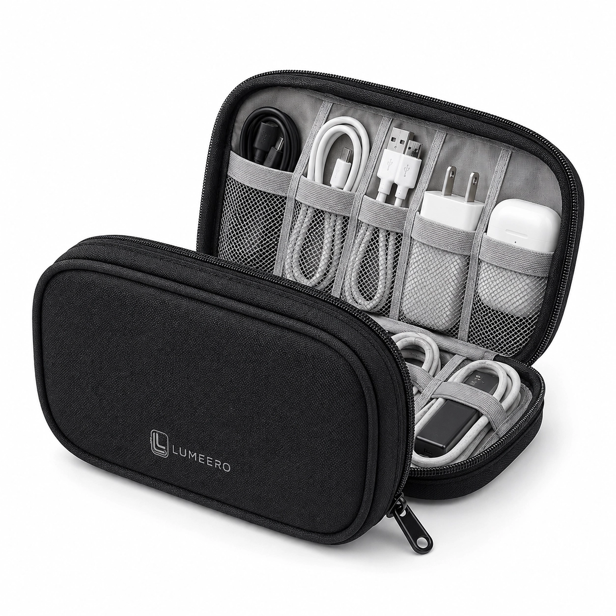 Lumeero | Compact Black Cable & Gadget Travel Case