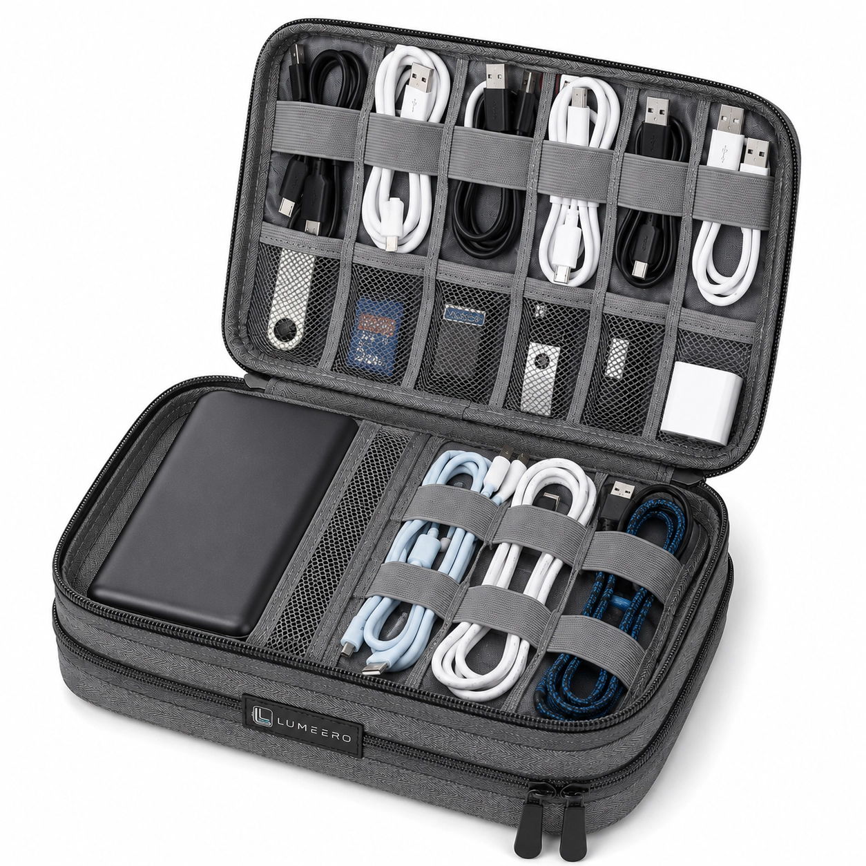 Lumeero | Heavy Duty Double Zip Electronics Accessory Bag - Image 3