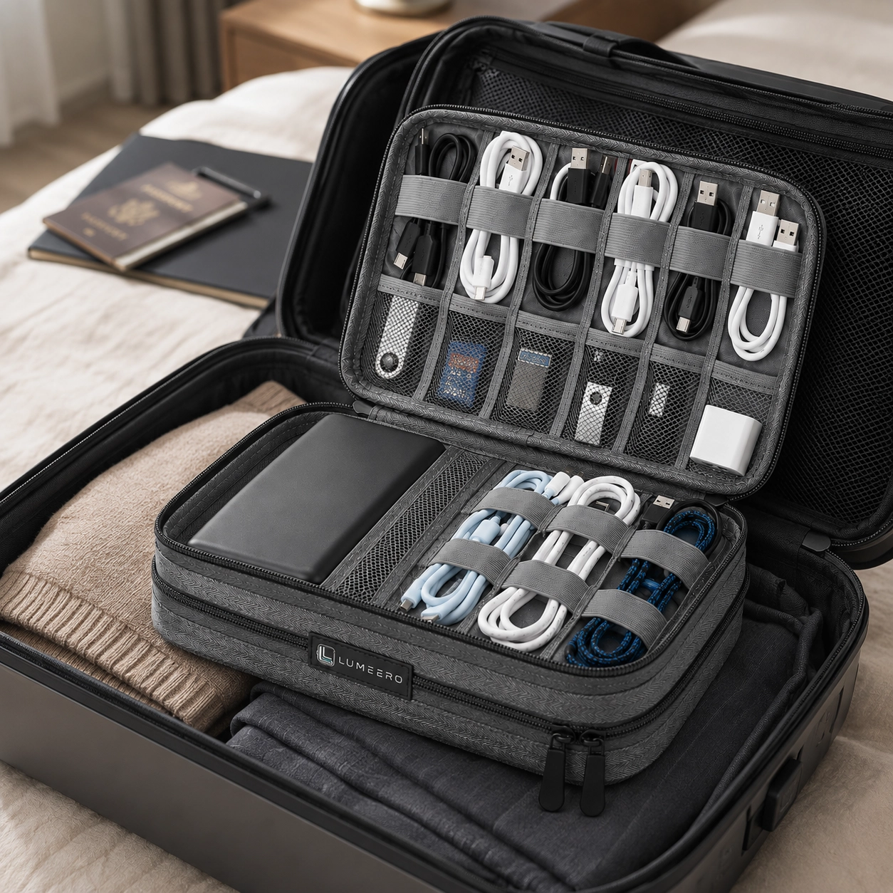 Lumeero | Heavy Duty Double Zip Electronics Accessory Bag - Image 4