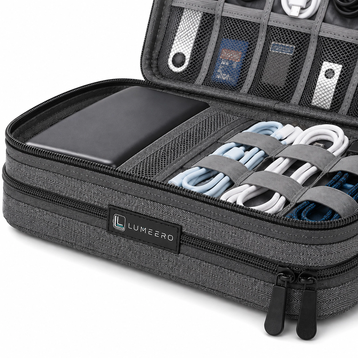 Lumeero | Heavy Duty Double Zip Electronics Accessory Bag - Image 2